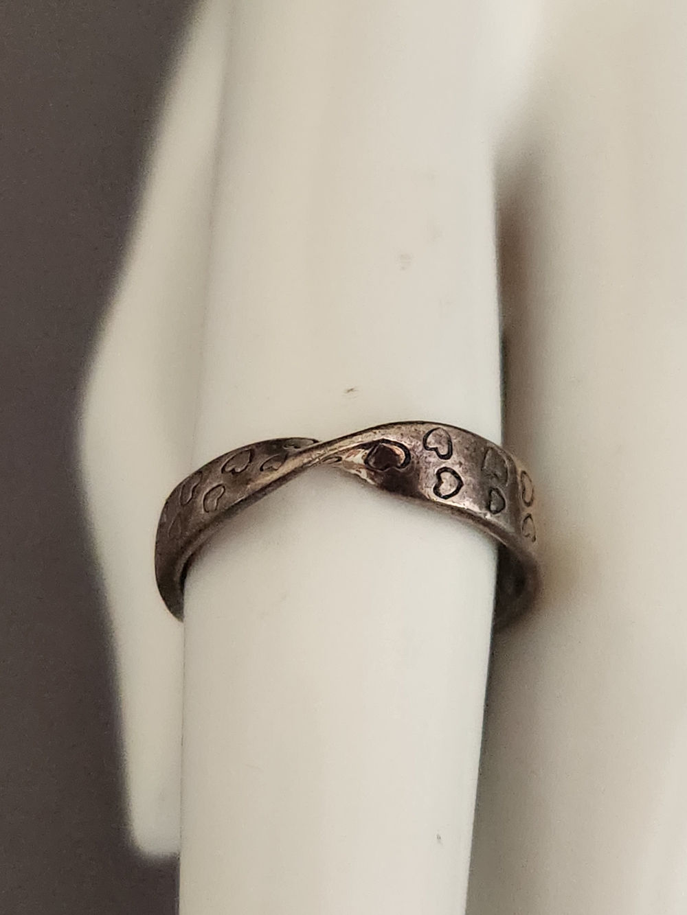 Hammered Mobeus Band Ring in Sterling Silver
